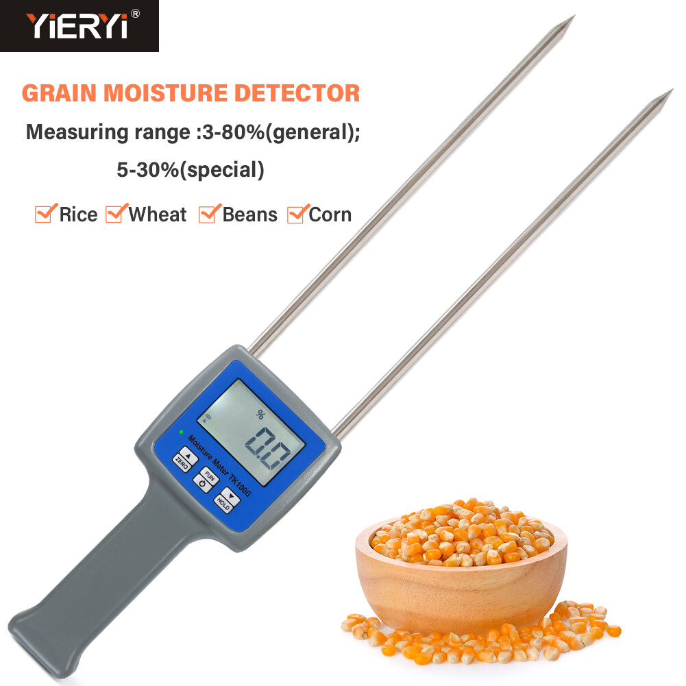 Yieryi TK100G Grain Moisture Meter Wheat Maize Corn Soya Beans Paddy Rice Sorghum flour Moisture Tester for Farming