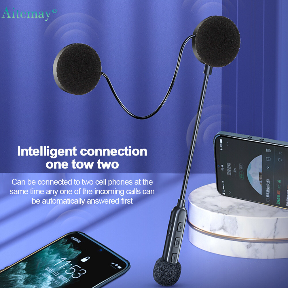Aitemay Bluetooth Helmet Motorcycle Headset BT5.3 Wireless Riding Headphone Anti-interference Motor Bike Handsfree Skiing Earphone