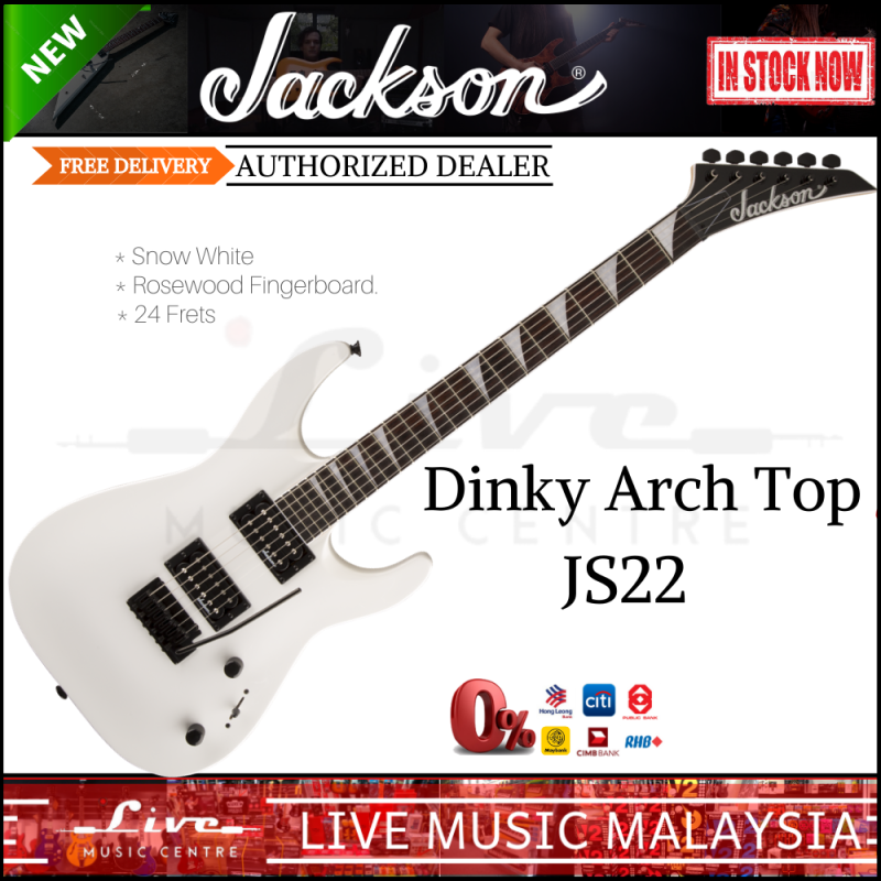 Jackson JS-22 - JS Series Dinky Arch Top Electric Guitar, Snow White (JS22 /JS 22) Malaysia