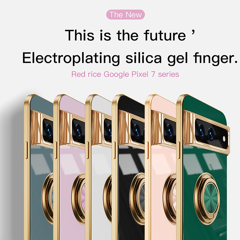 Luxury 6D Electroplate Plated Ring Case for Google Pixel Fold/Google Pixel 9 8 7 /Google Pixel 7A 6A 5A/Google Pixel 7Pro 8Pro 9Pro XL Car Phone Holder Cover