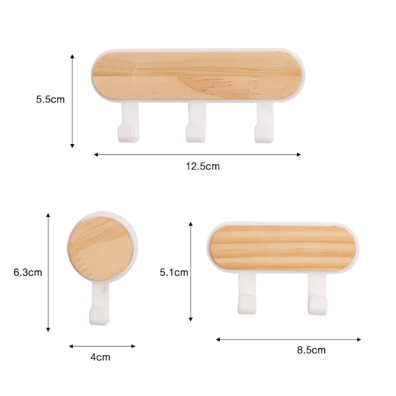 Móc Đầu Tròn Gắn Tường Tự Dính Đa Năng Móc Không Để Lại Dấu Vết Bằng Gỗ Không Đục Lỗ Phụ Kiện Cửa Phòng Tắm Nhà Bếp Chống Nước