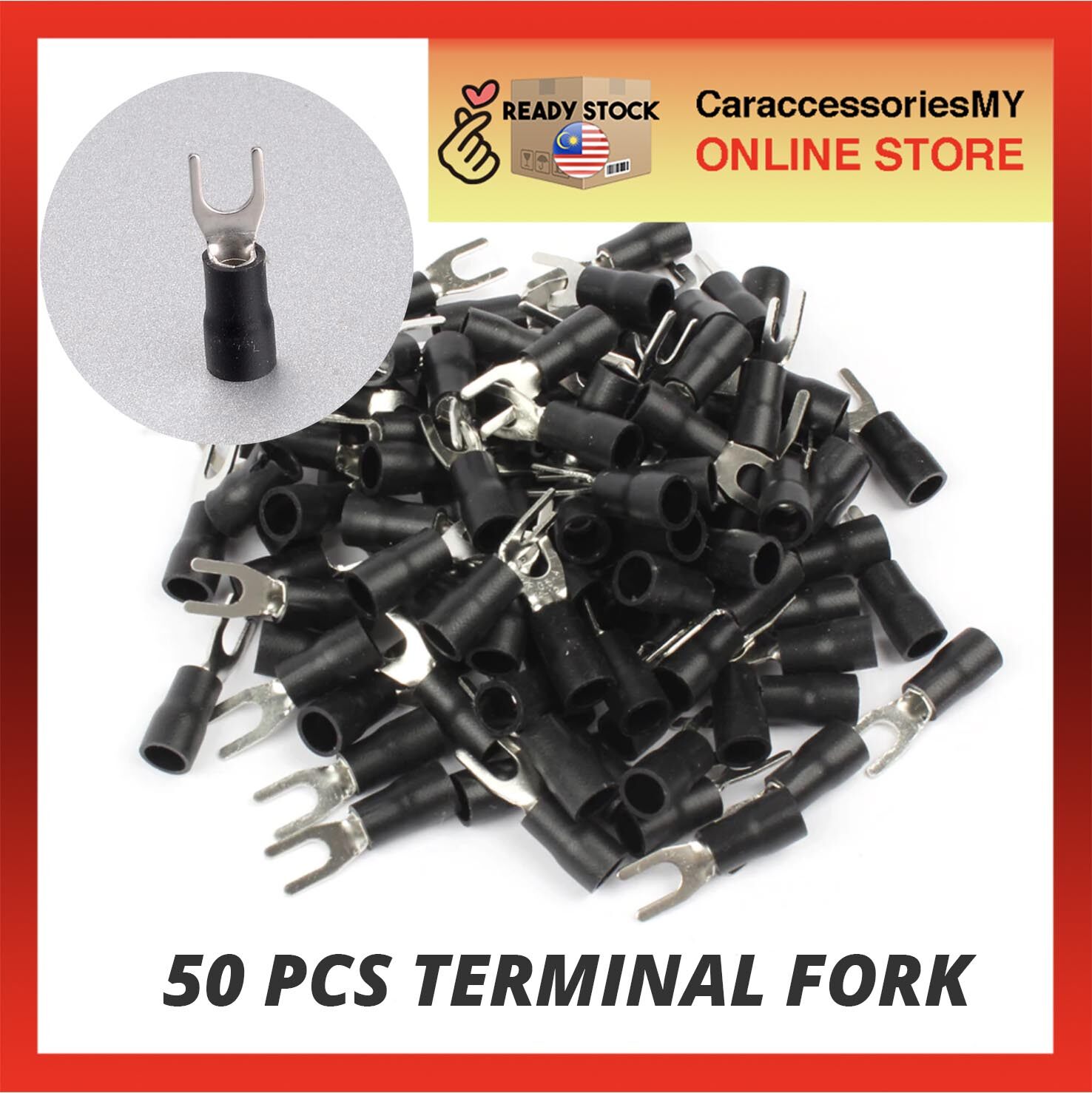 V3.54 Black Insulated Spade Fork Wire Connector Electrical Wiring