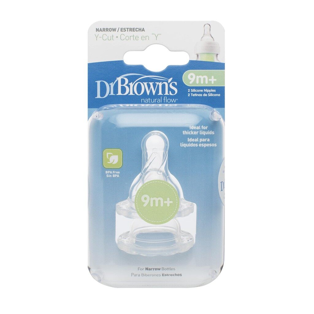 Hộp 2 chiếc núm ty Silicone cổ thường Level Y-Cut Dr Brown's (9m+)