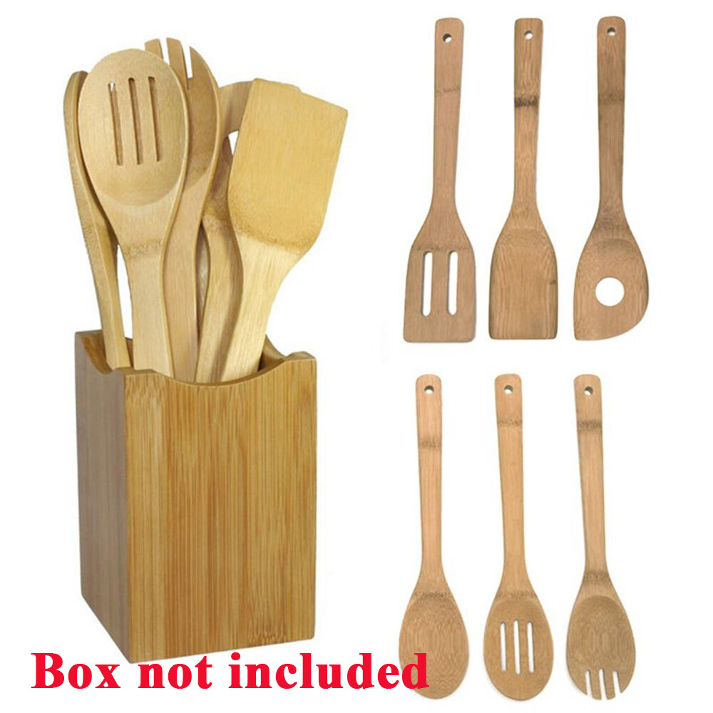 6pcs Set Bamboo Wood Cooking Turners Utensil Set Healthy Bamboo Turners Spoon Spatula Kitchen Tools For Home Picnic Cooking Perkakas Dapur Lazada
