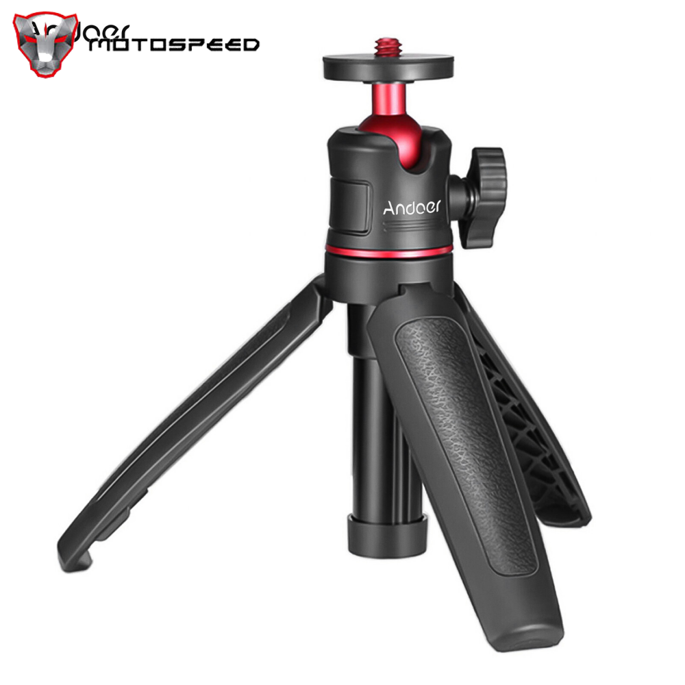 Andoer MT-08 Mini Extendable Desktop Tripod Handheld Photography Bracket Stand with Flexible Ballhead 1/4 Inch Screw Mount for Selfie Travel Vlogging