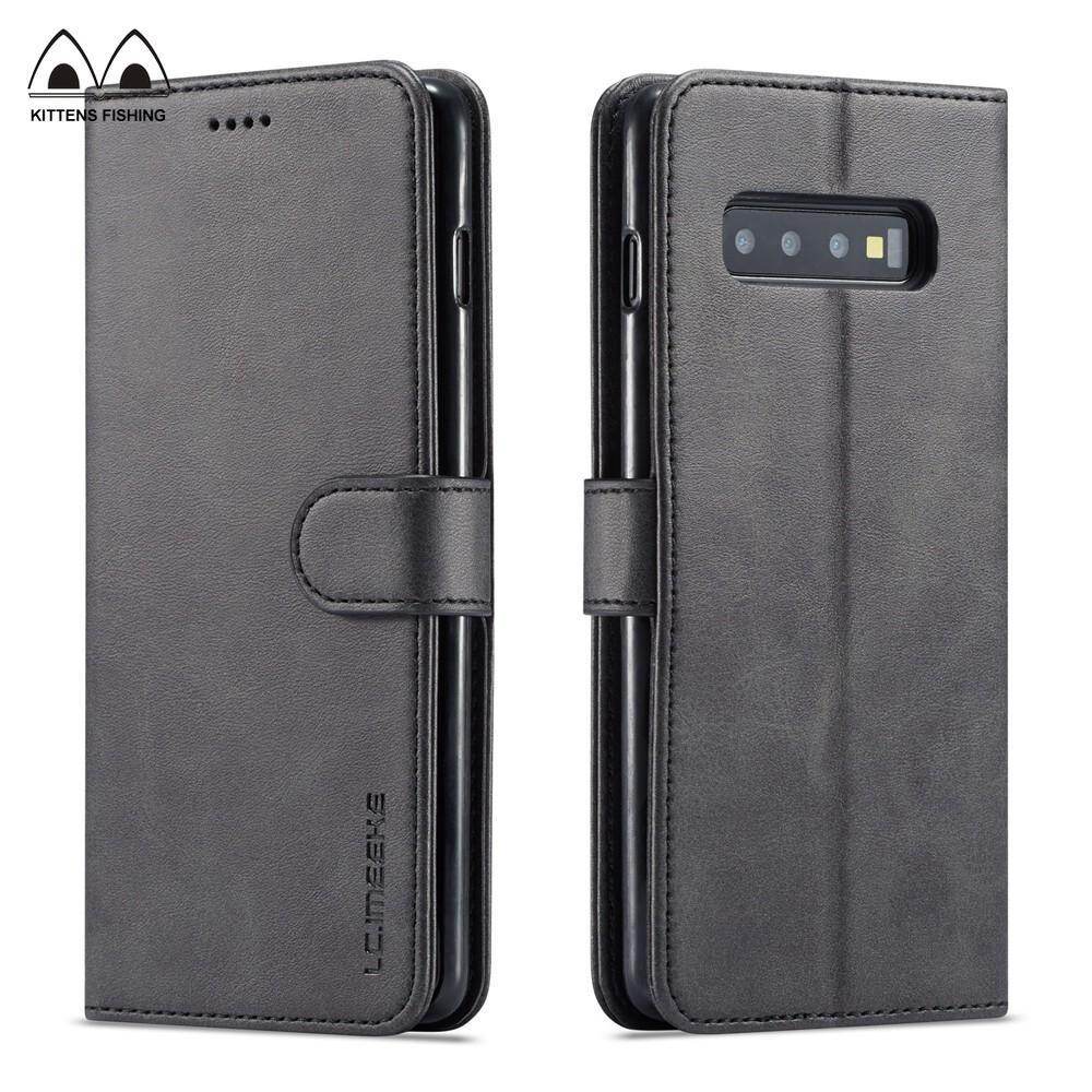 For Samsung Galaxy S10+ S10 Plus Magnetic Retro Flip Case Leather Cover Bags Coques with Stand Card Slots