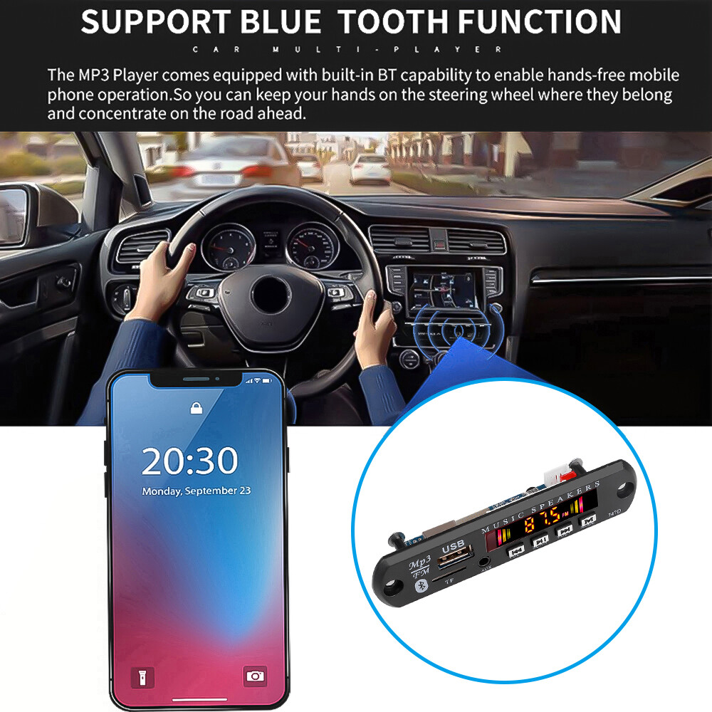 Bo Mạch Giải Mã MP3 Bluetooth 5.0 Không Dây Máy Phát Radio FM 12V Hỗ Trợ Mô-đun Âm Thanh Giao Diện TF / AUX/U/USB Với Bộ Khuếch Đại 15W * 2