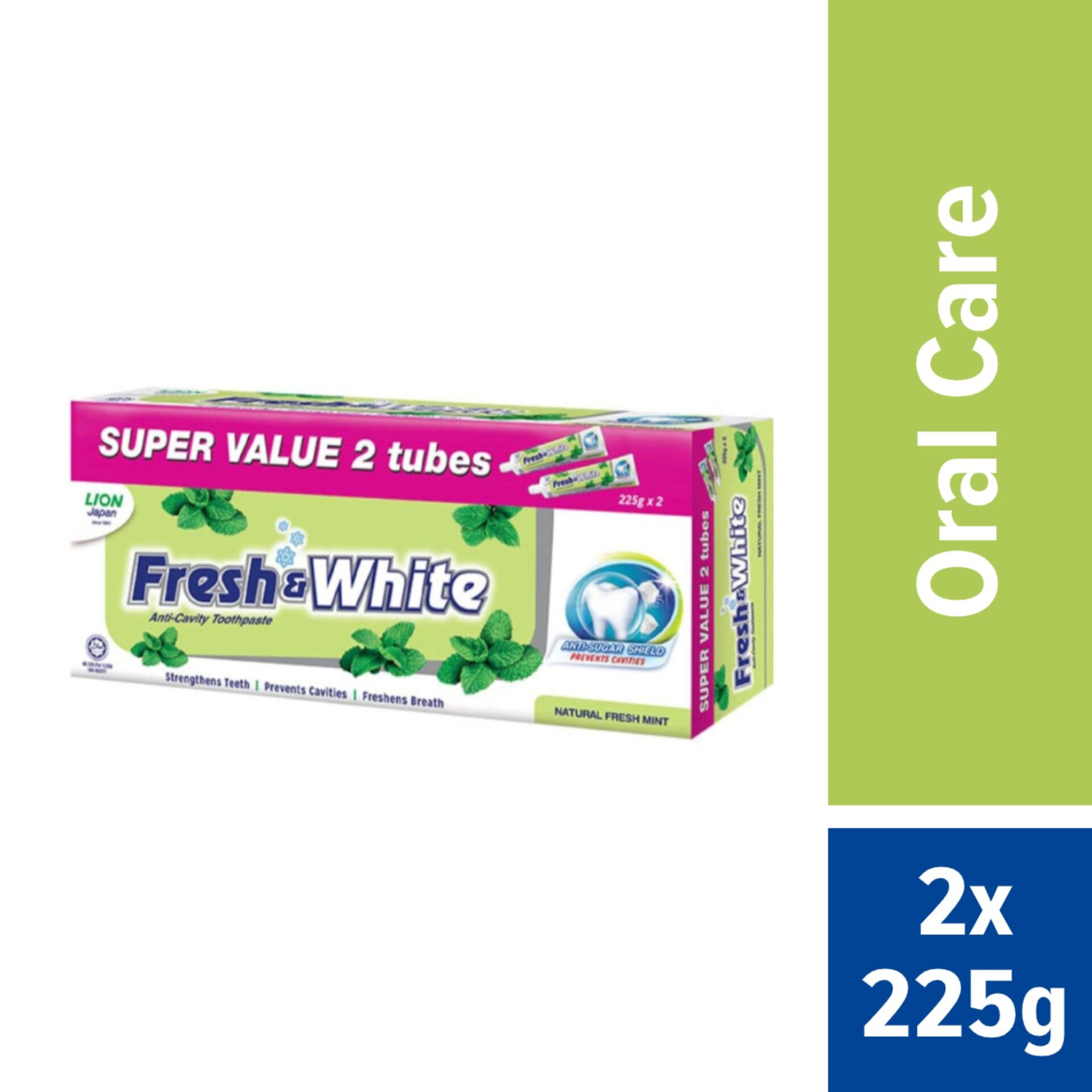 Fresh White Toothpaste Natural Fresh Mint Super Value Pack 2x225g Lazada