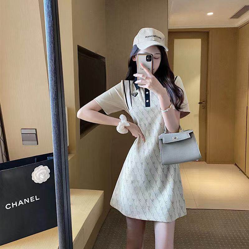 Polo Dress Summer New French Temperament Retro Short-sleeved T-shirt Dress