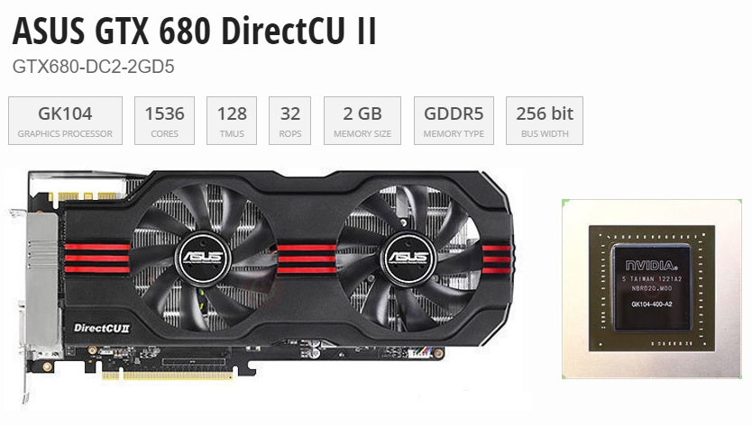 ASUS® NVIDIA® GEFORCE® GTX 680 DirectCU ll 256-BIT 2GB GDDR5