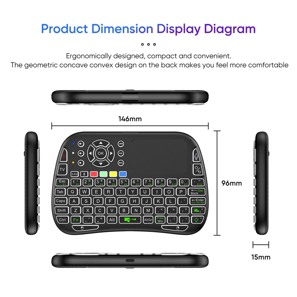 Bluetooth Bàn phím không dây Mini M9 7 Backlit 2.4G Google Bằng Giọng Nói Remote chuột bay Touchpad Cho Đầu giải mã TV Android PC