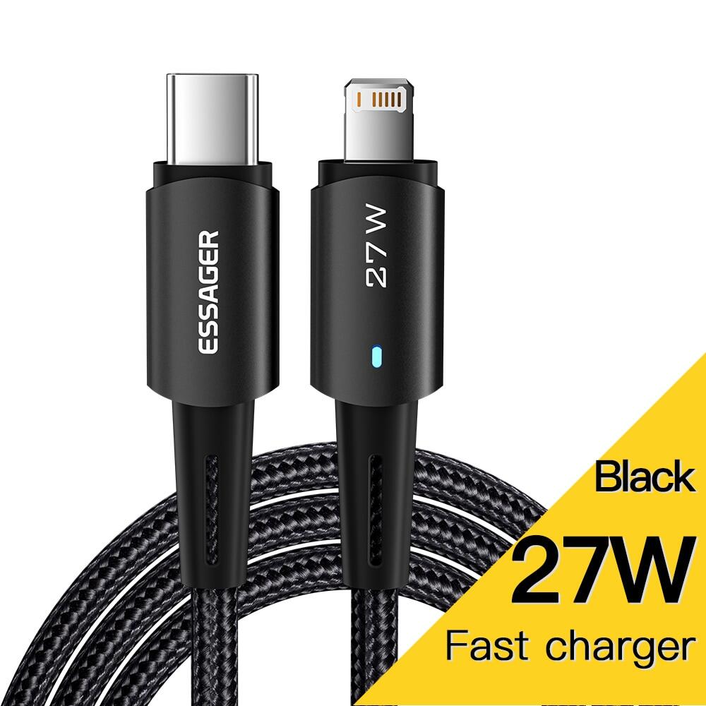 Essager usb c cable for iphone 14 13 12 11 pro max xs 20w fast charging cable type c to lightning date wire for ipad macbook
