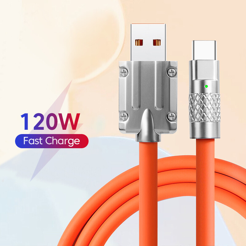 Twitch 120W 6A sạc nhanh loại USB C Cáp Silicone lỏng cáp Micro USB sạc nhanh USB-C các loại cáp sạc 1m/1.5m/2M màu xanh cam