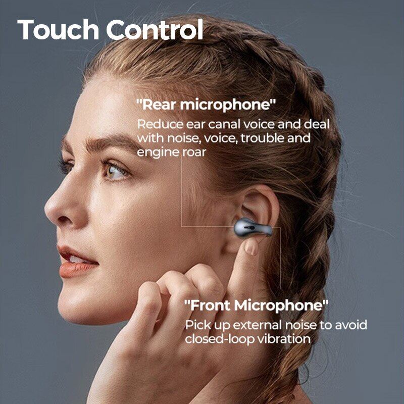 Dẫn truyền âm thanh qua xương Tai nghe bluetooth Bông tai tai không dây Clip Tai nghe âm thanh earcuffs tai nghe thể thao EarBuds móc đeo tai với Mic