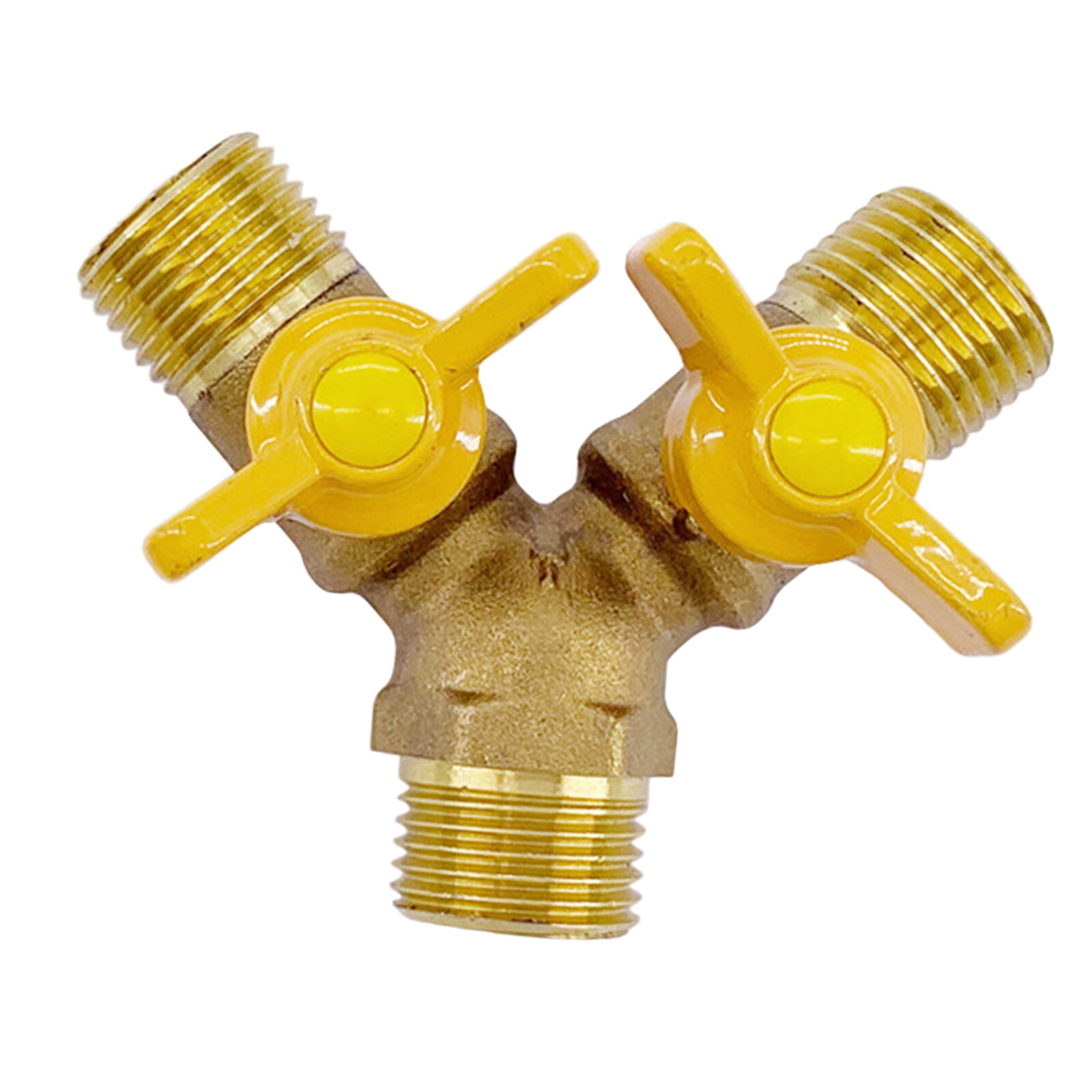 Gazechimp Brass Two Way Natural Gas Pipe Splitter Connector Y Piece Adapter Valve