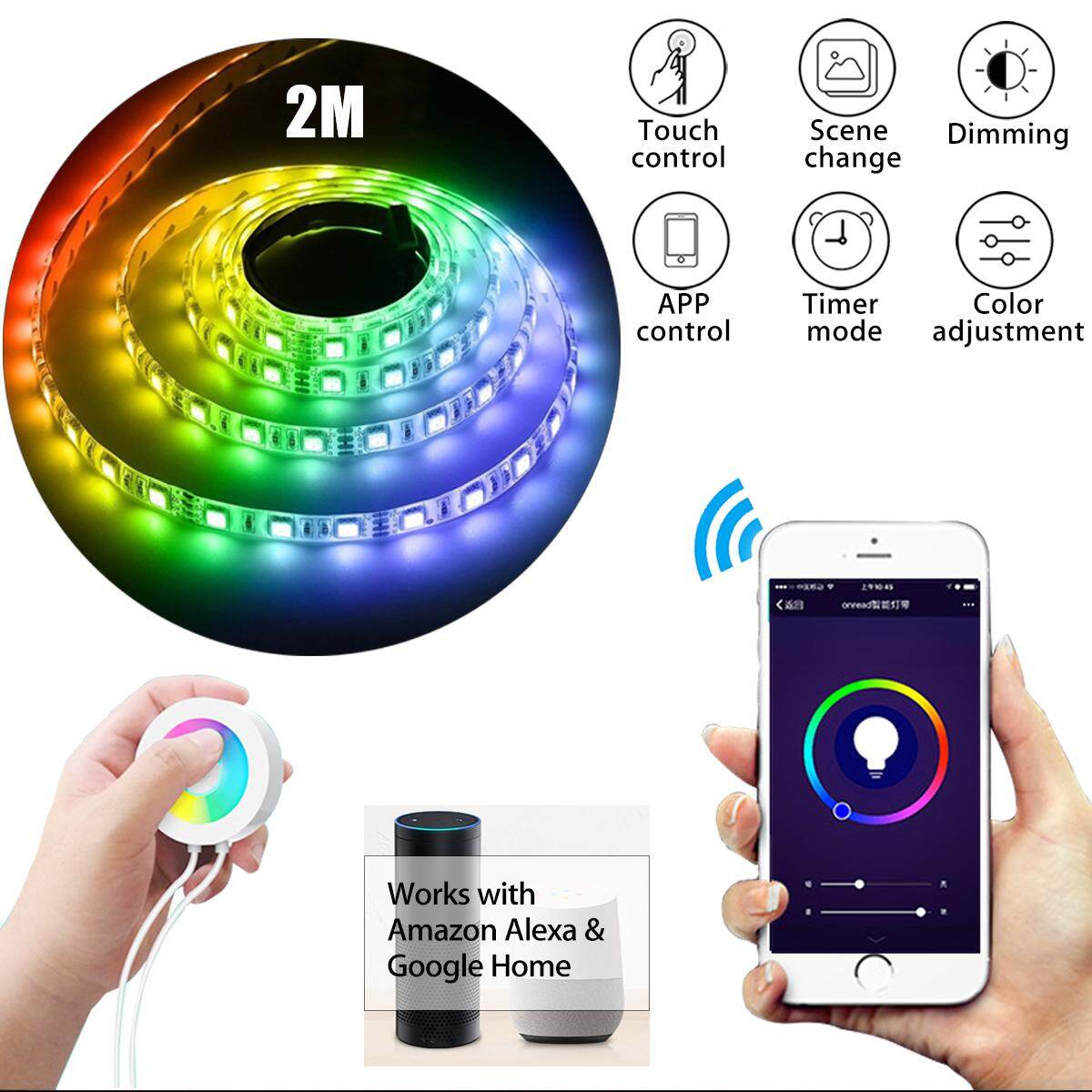 【Free Vận Chuyển + Đèn Flash Deal】Smart Wifi RGB Dây Đèn Cảm Ứng ỨNG DỤNG Điều Khiển Cho ZigBee Alexa Google Home