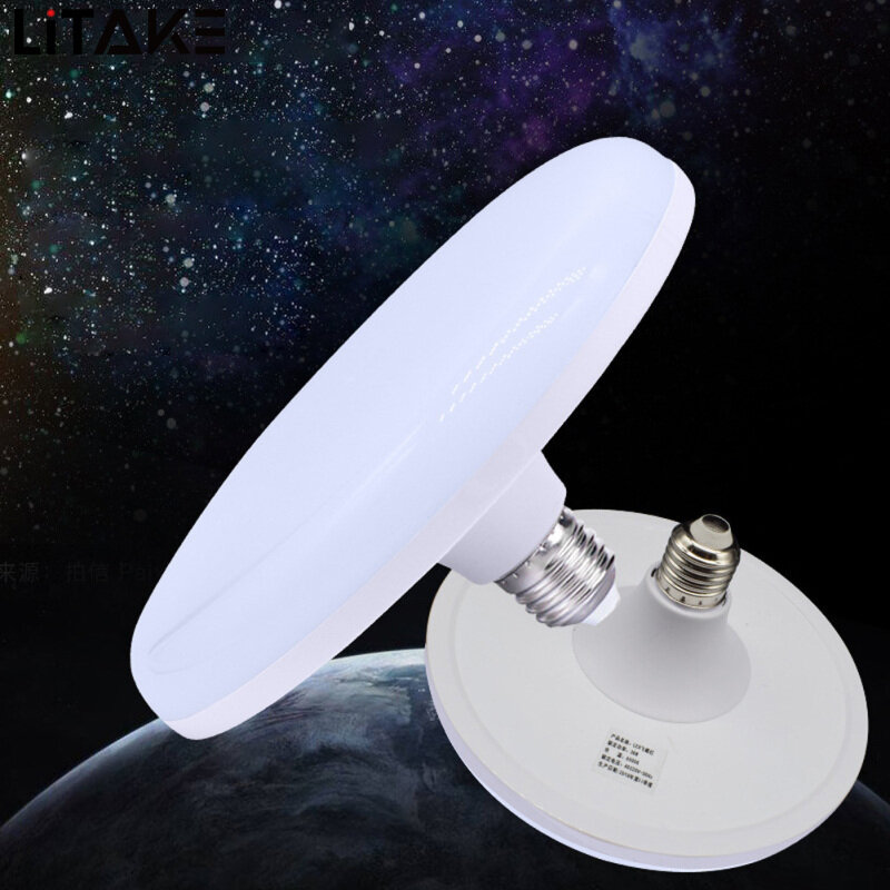 Litake Led Bulb 50W E27 Screw Lighting Three Proof Energy Saving White Light Flying Saucer Lamp