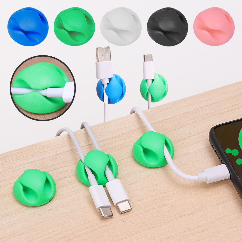 Cable Organizer Silicone USB Cable Winder Flexible Cable Management Clips for Mouse Earphone Holder
