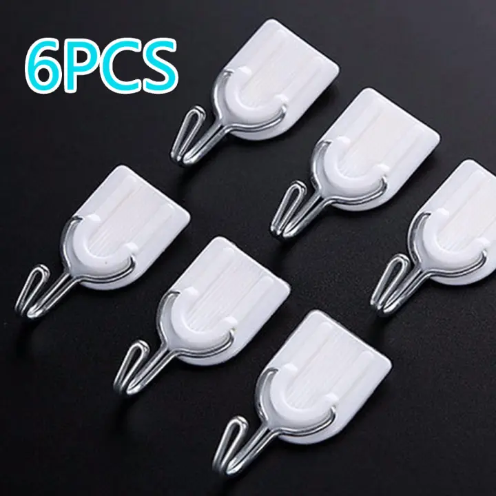 6Pcs Traceless Strong Self Adhesive Hook kitchen bathroom Wall Hook Door Hanger