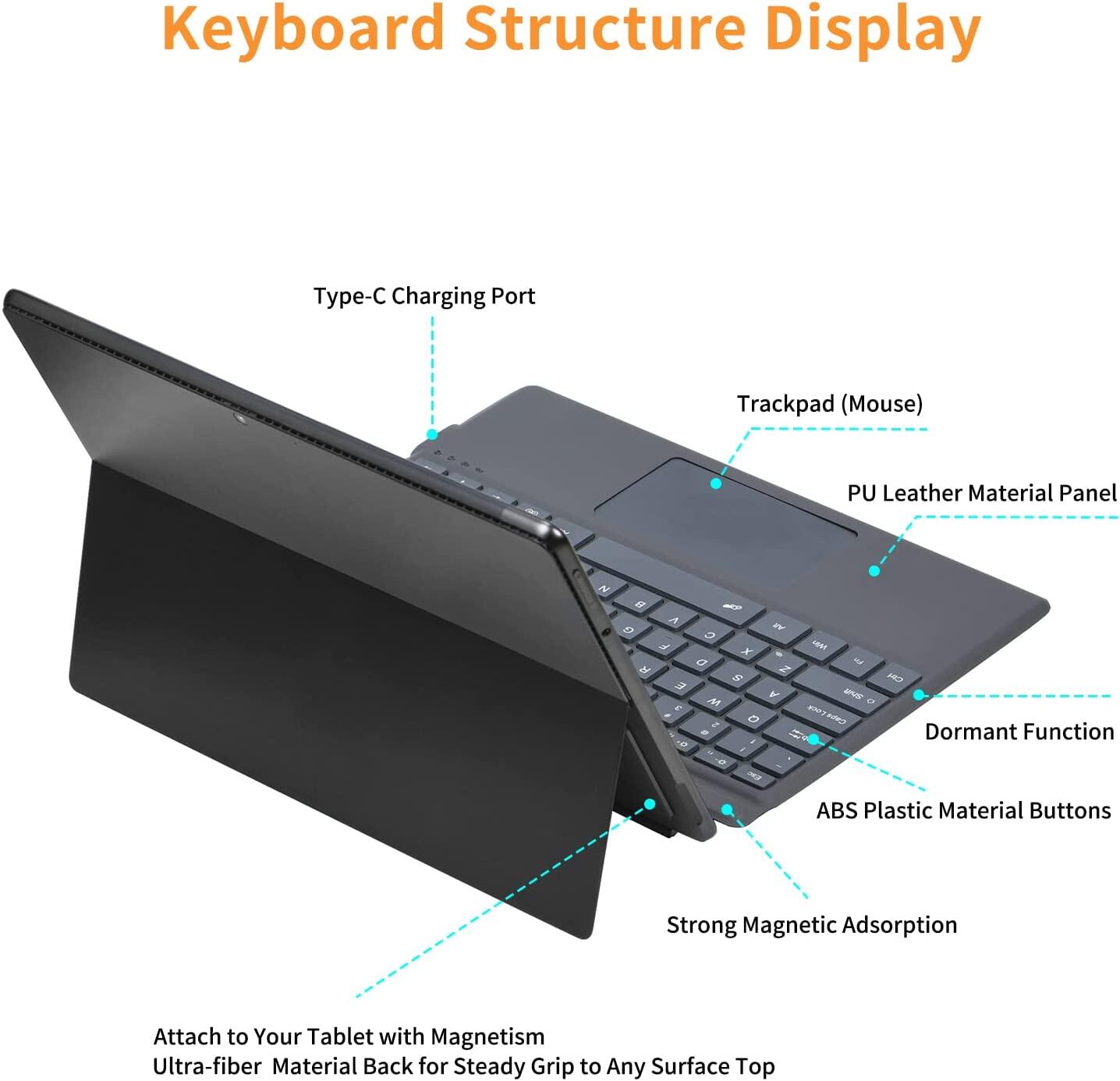 MD Surface Pro 8 /Surface Pro 9/Surface Pro x, bluetooth Bàn phím không dây với Trackpad Backlit Bàn phím từ tính, Tương thích với Microsoft Surface Pro Surface Pro x, với bề mặt bút/Surface Pro