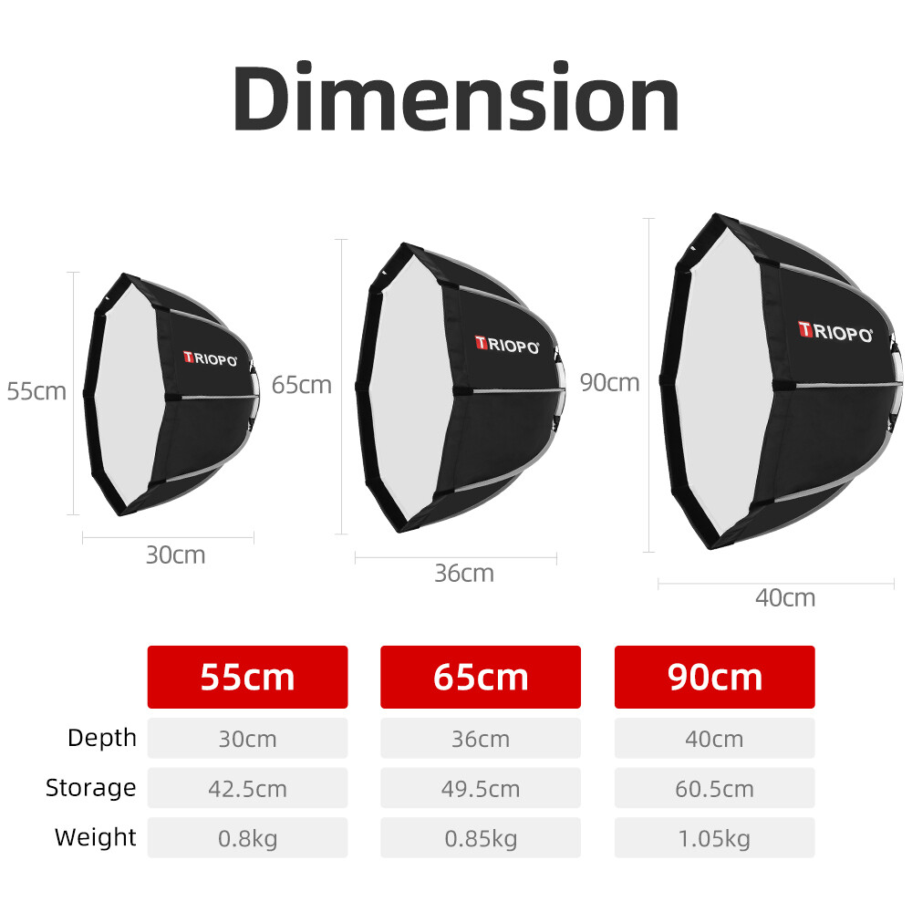 Triopo 55cm 65cm 90cm 120cm Speedlite Portable with Handle Octagon Portable Umbrella Softbox Outdoor Flash Soft Box for Godox Yongnuo Speedlite Flash Light