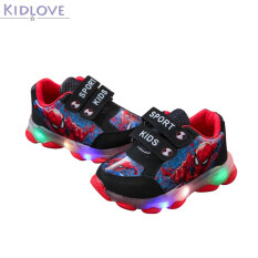 Giày Thể Thao Kidlove Cho Trẻ Em Bé Gái 1-5 Tuổi, Giày Thường Ngày In Hình Người Nhện Hoạt Hình Có Đèn Phát Sáng