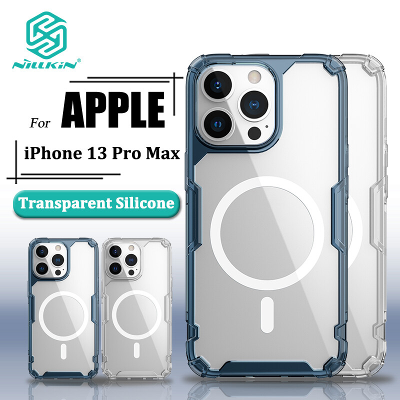 Nillkin Luxury Soft Silicone Case for iPhone 13 Pro Max Phone Cases Transparent TPU + PC Silicone Clear Shockproof MagSafe Back Cover