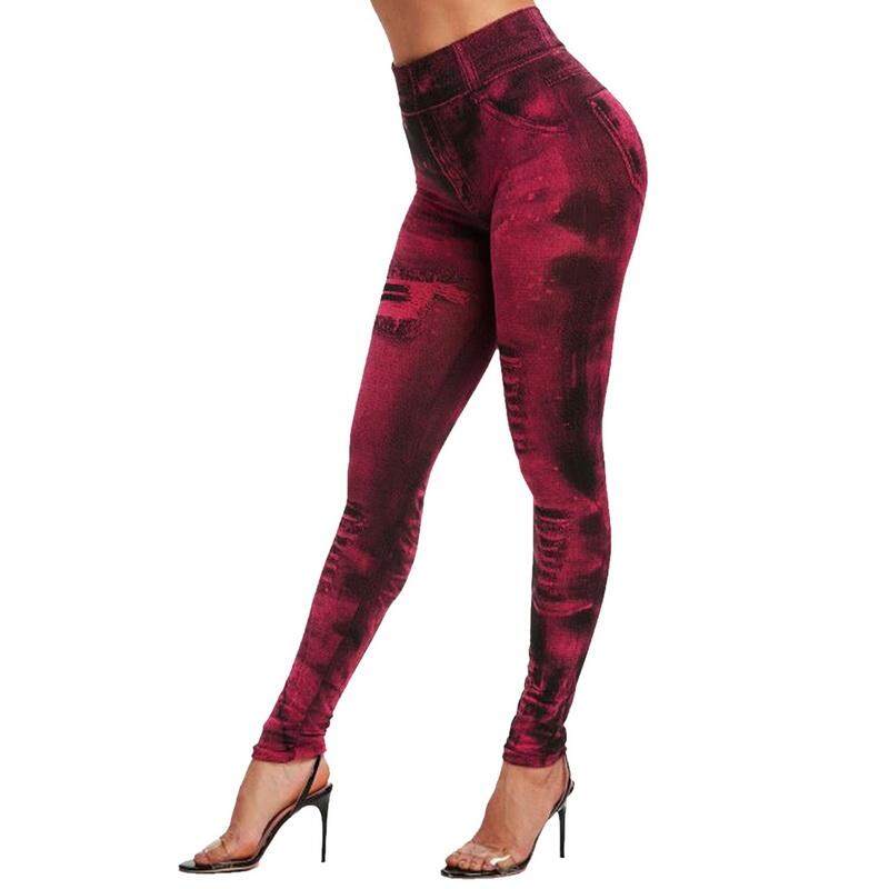 Adisputent Quần Legging Giả Jean Cạp Cao Quần Bút Chì Ôm Sát Ngoại Cỡ 3XL Không Đường May Co Giãn Dáng Ôm Quần Legging Chạy Bộ Tập Luyện Cho Nữ