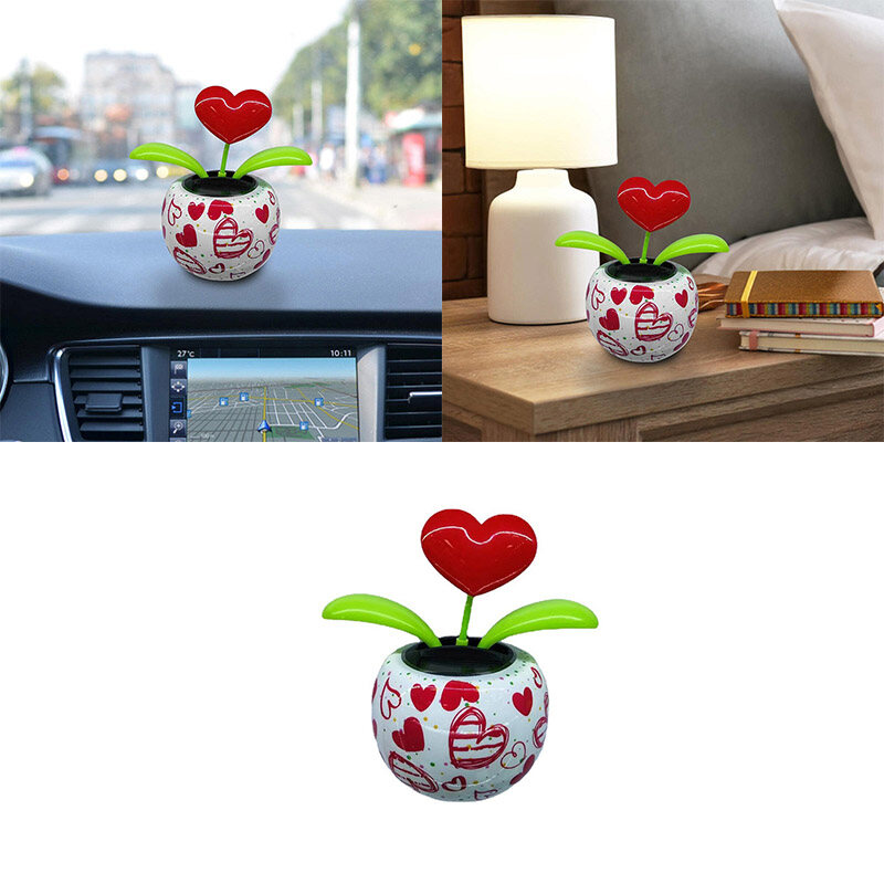 Solar Power Flip Flap Flower Suower Rose For Car Swing Dancing Flower Toy Car Interior Ornaments