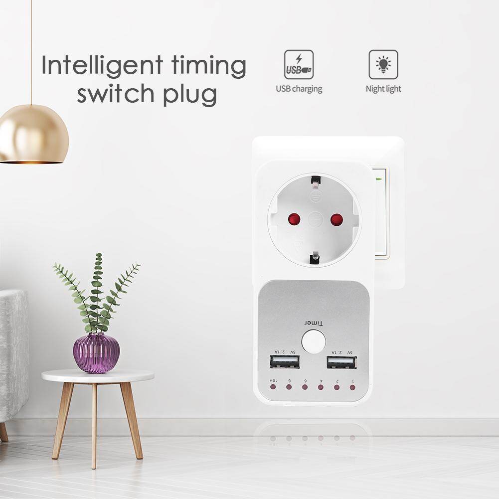 Dual USB EU Plug Timing Socket Timer Switch Countdown Outlet Controller