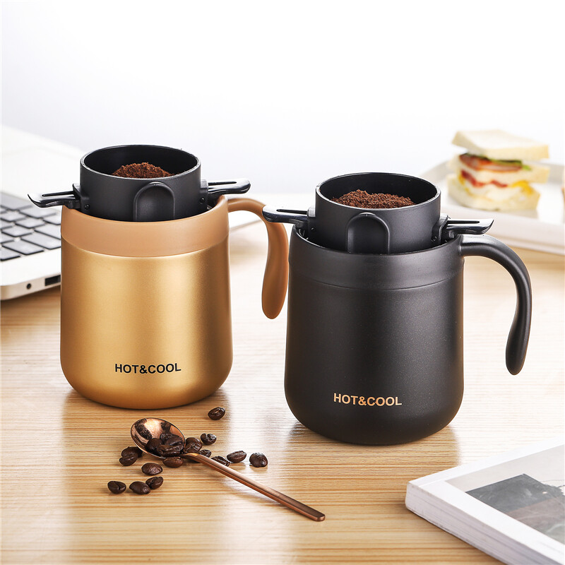 BINCOO Coffee Filter 304 Stainless Steel  Double-layer Drip Coffee Dripper Foldable Tea Infuser Mesh Paperless Portable Holder