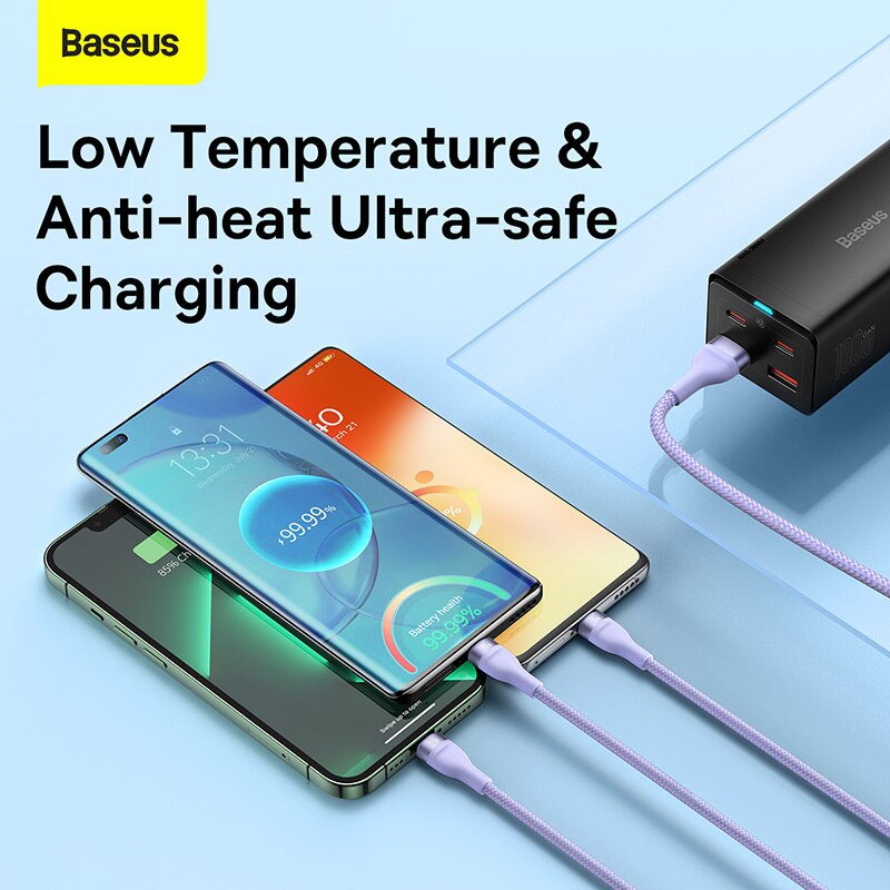 Baseus Cáp USB Type C 3 Trong 1 Cáp Dữ Liệu Sạc Nhanh 100W Cho iPhone 14 Pro Bộ Sạc Điện Thoại Cho Xiaomi Samsung Cáp Micro USB
