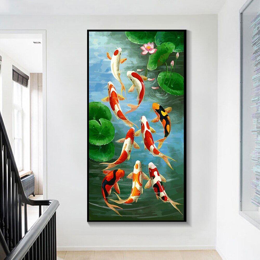 Koi Fish Wall Art Picture Hd Prints Canvas Painting Chinese Style Nine ...