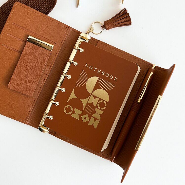 A7 Pu Leather Pocket Notebook Loose-Leaf Binder Journal Diary Agenda Planner Notepad School Stationery Support Customized