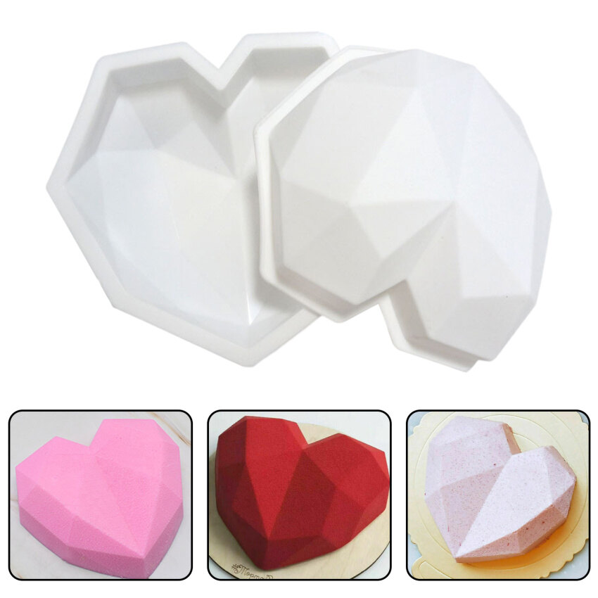 Khuôn Bánh Hình Trái Tim Lớn Bằng Silicon 3D Dụng Cụ Khuôn Nướng Hình Học Sô Cô La