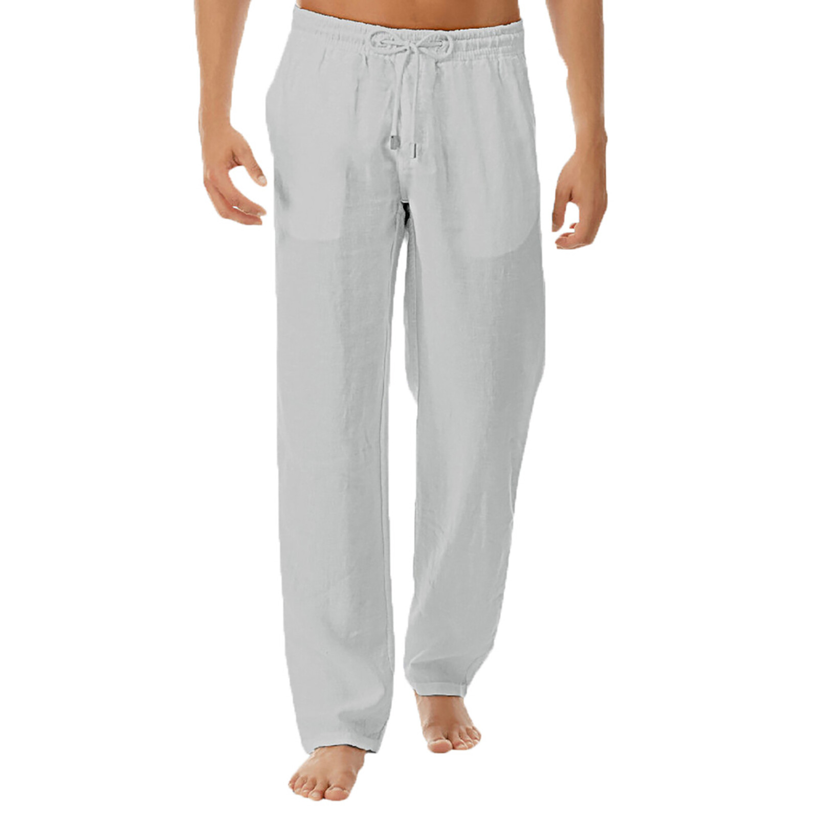Meek Fantisia Yoga Pants Drawstring Mid Rise Men Solid Color Wide Leg Trousers Slacks for Sports