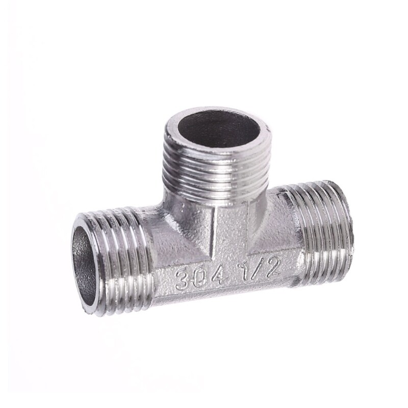 G1/2" Tee 3 Way Plumping Pipe Fittings Stainless Steel T type Threaded