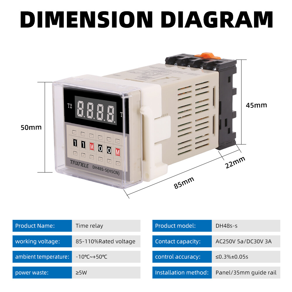 DH48S-S Rơ Le Thời Gian Trễ Kỹ Thuật Số Rơ Le Đôi Có Thể Lập Trình Rơ Le Thời Gian Lặp Lại Chu Kỳ, DC 12V 24V AC 110V 220V