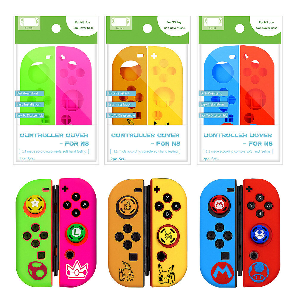 VAORLO Protective Case for Nintend Switch Joycon Cover Solft Silicone Case with Thumbstick caps for Nintendo Switch Controller Grip Joy-con Cover