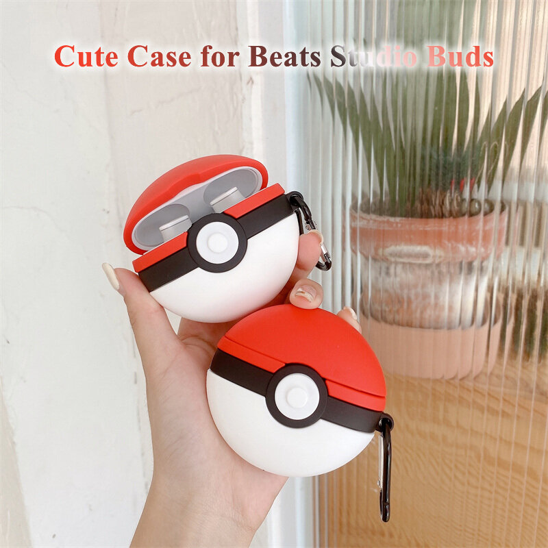 3D Cartoon Ball Case For Beats Studio Buds Silicon Shockproof Cover For Apple Beats Studio Buds Case with Keychain
