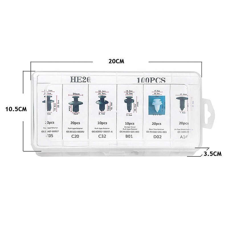 Tấm Chắn Bùn Xe Hơi Thông Dụng 100 Chiếc Chốt Đinh Tán Bằng Nhựa Kẹp Chốt Đẩy