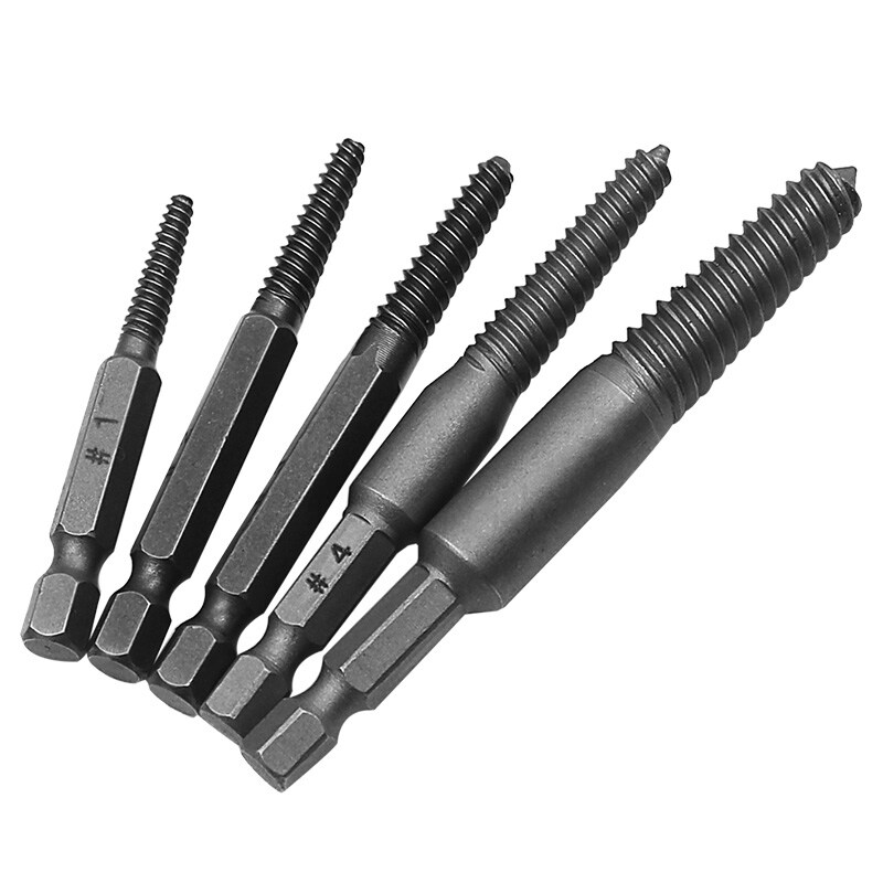 [SHICHEN SHENG] 5pcs Screw Extractor Center Drill Bits Guide Set Broken Damaged Bolt Remover Hex Shank And Spanner For Broken Hand Tool