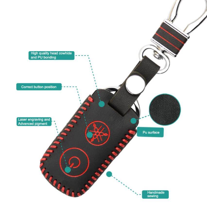 Đối Với Yamaha NVX / XMAX Keyless Remote Key Bao Da Vỏ Bọc Chìa Khóa Xe Hơi (Logo Màu Xanh/Khâu)