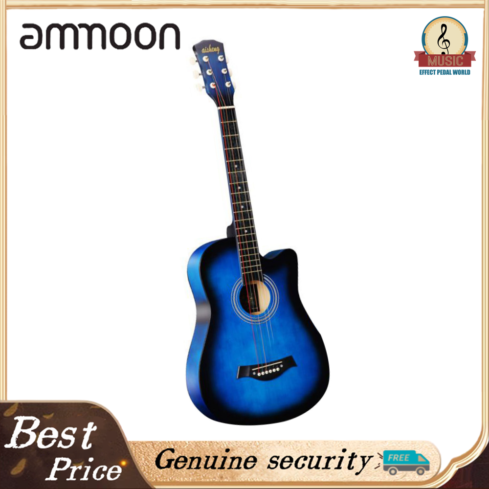 38'' Full Size Adult 6 Strings Cutaway Folk Acoustic Guitar For Students Beginners (black) I.1111982657