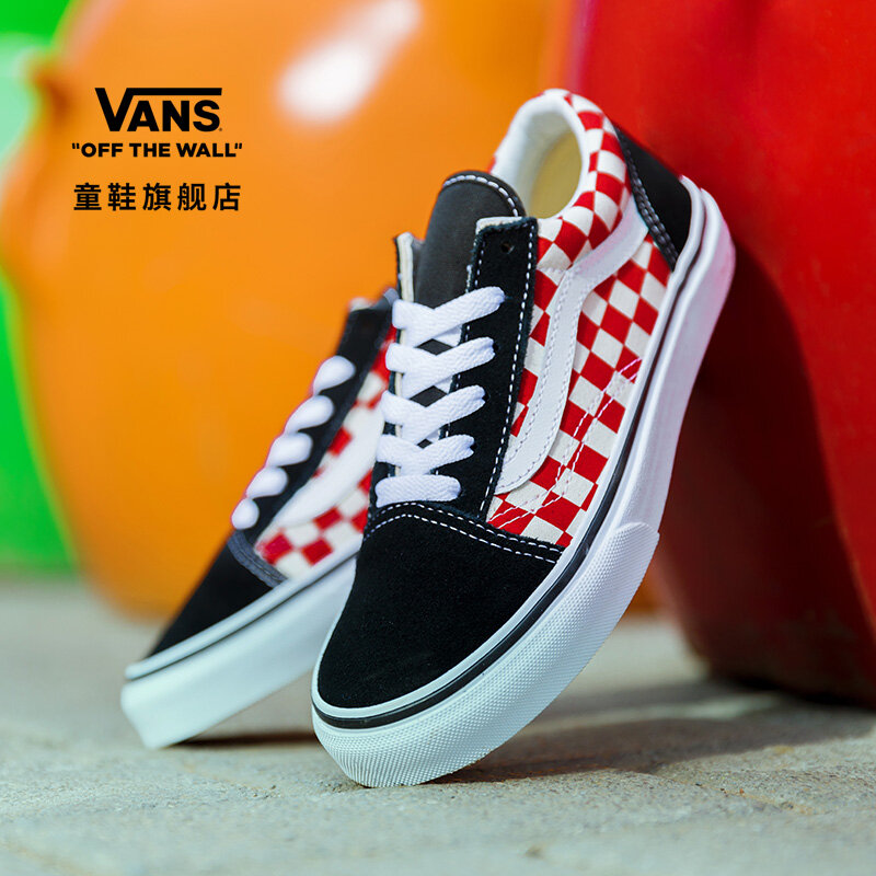 red low top checkered vans