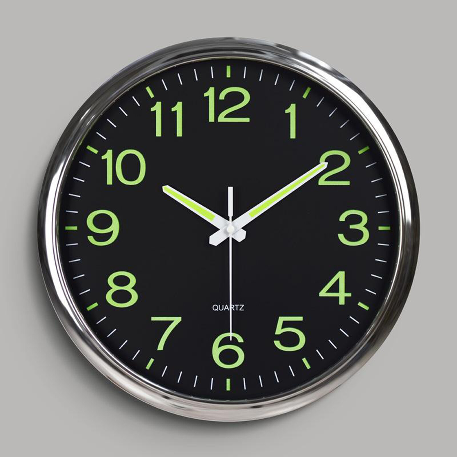 Moon Hope 12'' Luminous Wall Clock Glow In The Dark Silent Quartz Night Light Home Office