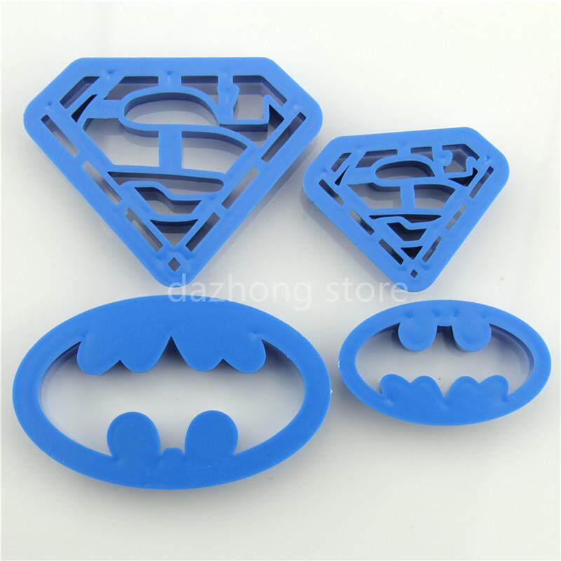 DZS 4 cái/bộ Siêu Anh Hùng Batman Và Superman Fondant Bánh Trang Trí Đường Cookie Bánh Quy Dao Cắt Bánh Ngọt Máy Nướng Dụng Cụ