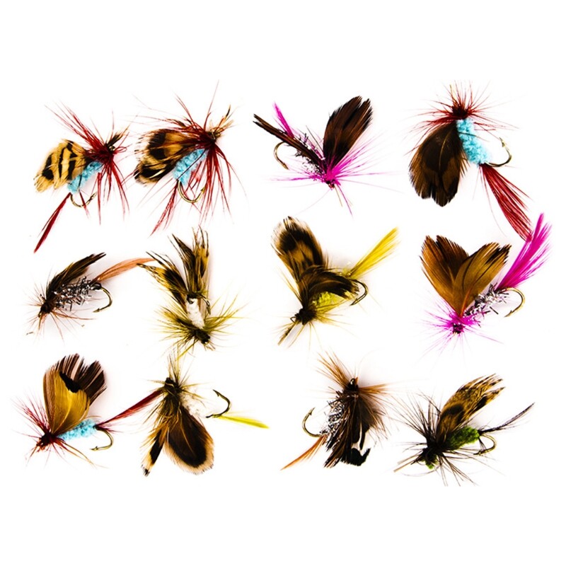 12Pcs/Lot Insects Flies Lure Fishing Dry/Wet Flies Swimbaits Boat Topwater Lures Fishing Trout Nymph Fly Fishing Lures