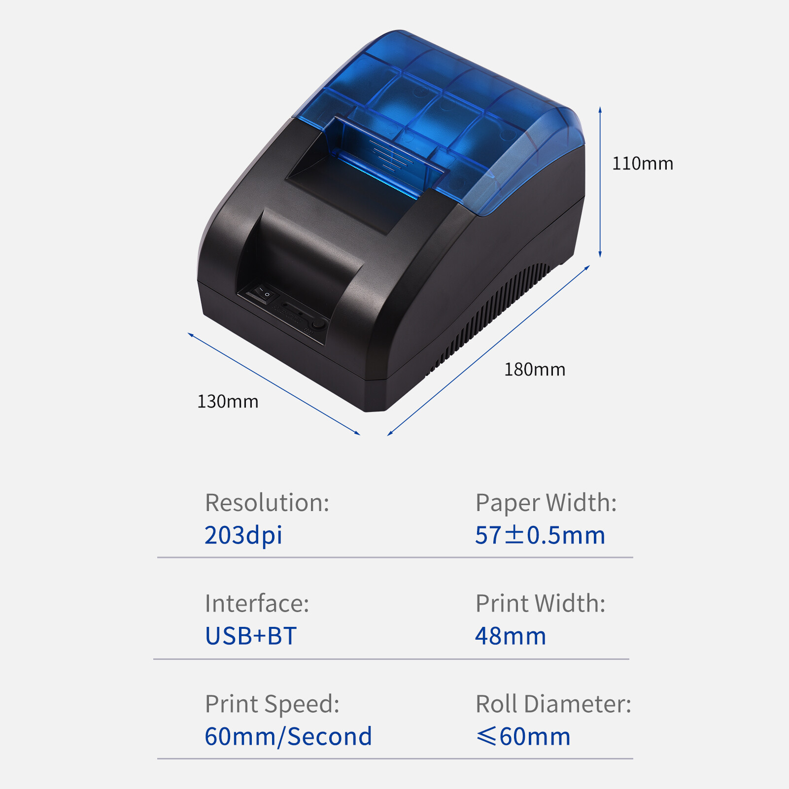 Máy In Hóa Đơn Nhiệt 58Mm Máy In Kết Nối Không Dây USB & BT Để Bàn In Logo Mã Vạch Với 1 Cuộn Giấy Bên Trong Tương Thích Với IOS Android Windows Cho Cửa Hàng Bán Lẻ Nhà Hàng