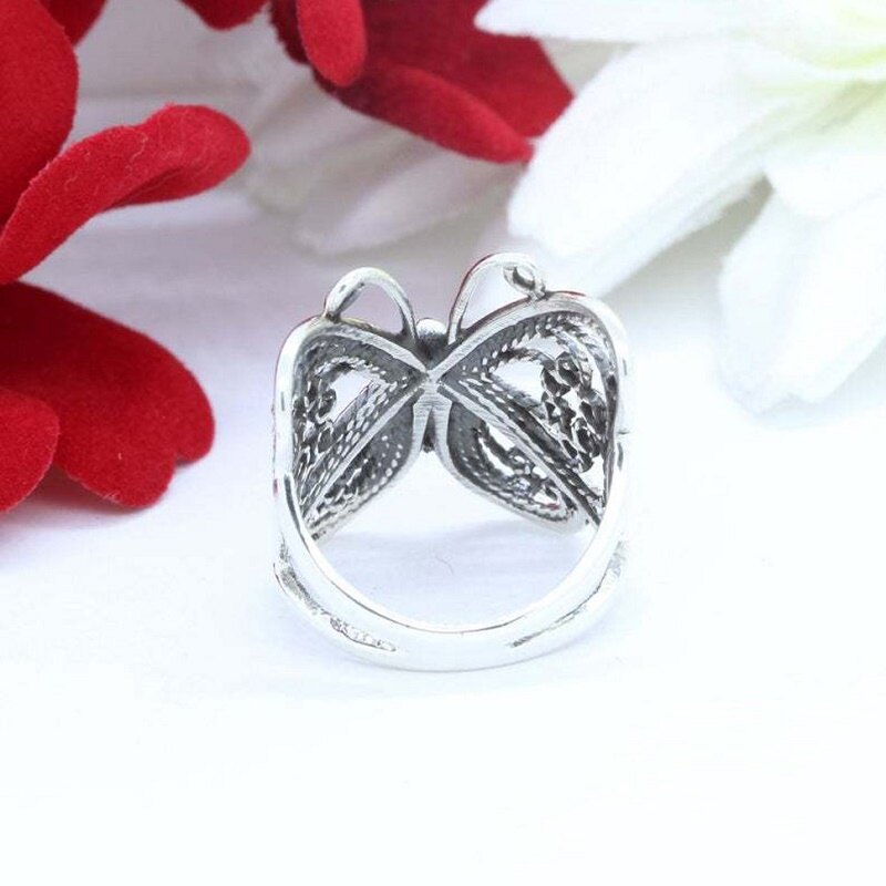 Nhẫn Bướm rắn 925 Bạc thật tinh khiết Đồ Nư Nhẫn Bướm Nhẫn cưới Bướm trang sức